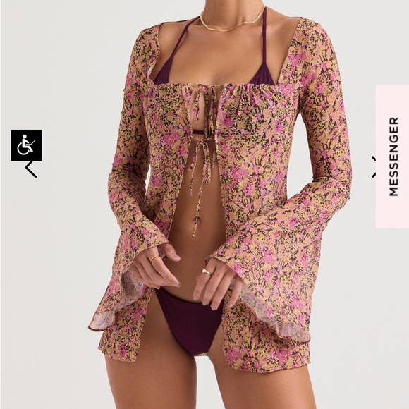 Houseofcb NWT PROVENCE OLIVE FLORAL COVERUP - Picture 3 of 3